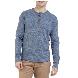 GRAYERS | Blue Longsleeve Cotton Henley Men's Med